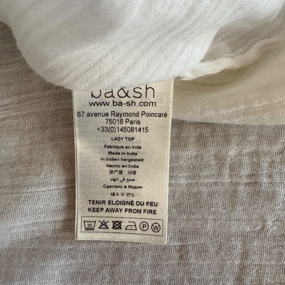 NWT ba&sh Cotton Embroidered Boho Eglantine Blouse White, Blue, Size Small - Picture 8 of 15